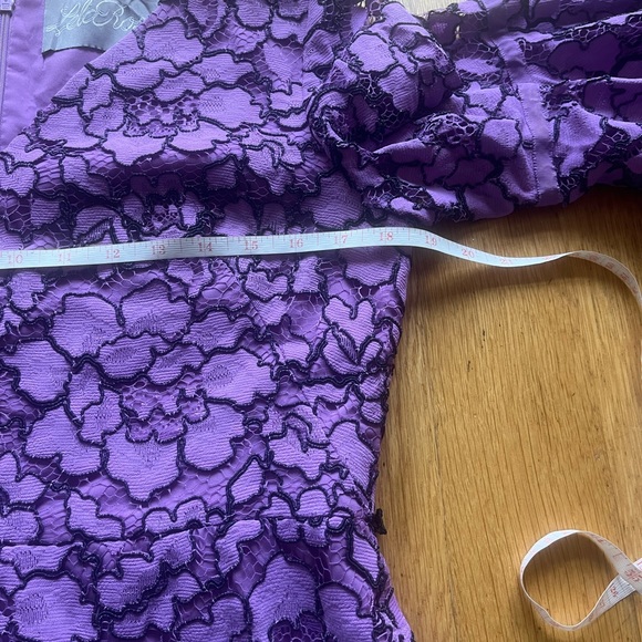 Lela Rose Women's Corded Lace Flounce Sleeve Dress Size 12 Lavender - Picture 4 of 14
